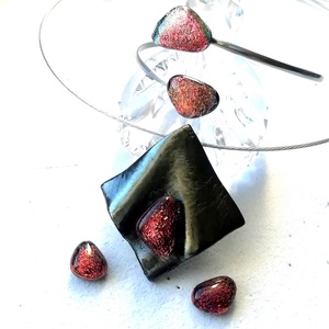 NEMESACÉL!  Bronzos vörös ragyogás ékszerszett, ajándék névnapra születésnapra. - ékszer - ékszerszett - Meska.hu