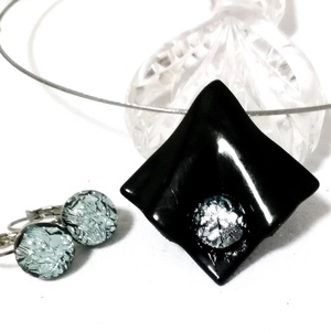 NEMESACÉL!  Ezüst-fekete ékszerszett, ajándék névnapra születésnapra. - Meska.hu