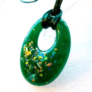 FÉMMENTES!  Emeráld csillogás, fémmentes trendi medál. - Meska.hu