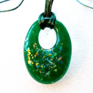 FÉMMENTES!  Emeráld csillogás, fémmentes trendi medál. - ékszer - nyaklánc - medálos nyaklánc - Meska.hu