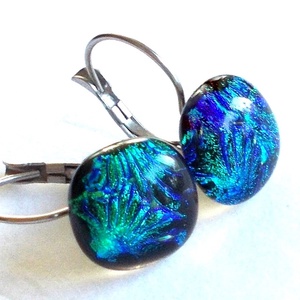 NEMESACÉL!  Pávakék ragyogás  kapcsos fülbevaló, ajándék névnapra, születésnapra. - Meska.hu