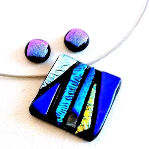 NEMESACÉL! Dichroic mozaik ékszerszett, ajándék pedagógus napra, születésnapra, névnapra.  - Meska.hu