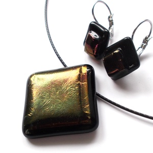  Arany-moha bíborfényben nyaklánc és fülbevalóval, névnapra, születésnapra., Ékszer, Ékszerszett, Üvegművészet, MESKA