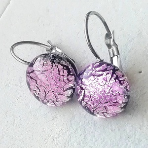 NEMESACÉL!  Magnólia dichroic  fülbevaló, ajándék névnapra, születésnapra. - ékszer - fülbevaló - lógós kerek fülbevaló - Meska.hu