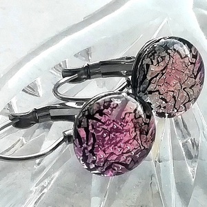 NEMESACÉL!  Magnólia dichroic  fülbevaló, ajándék névnapra, születésnapra. - ékszer - fülbevaló - lógós kerek fülbevaló - Meska.hu