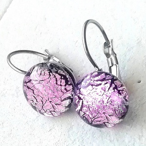 NEMESACÉL!  Magnólia dichroic  fülbevaló, ajándék névnapra, születésnapra. - ékszer - fülbevaló - lógós kerek fülbevaló - Meska.hu