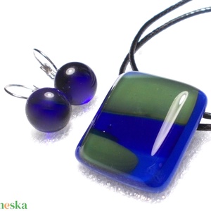 Kék-zöld ékszerszett, névnapra, születésnapra., Ékszer, Ékszerszett, Ékszerkészítés, Üvegművészet, MESKA