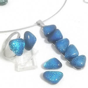 AKCIÓ! NEMESACÉL!  Ezüstkék kavicsok dichroic ékszerszett. - ékszer - ékszerszett - Meska.hu