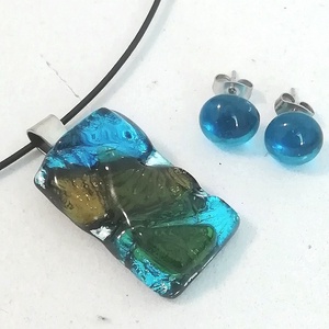  NEMESACÉL! Szabálytalan dichroic mozaik ékszerszett, ballagásra, születésnapra, névnapra.  - ékszer - ékszerszett - Meska.hu