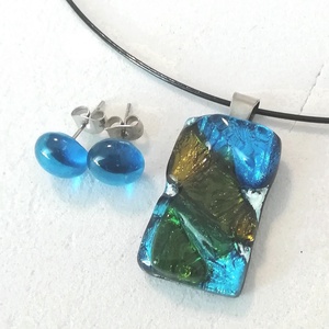  NEMESACÉL! Szabálytalan dichroic mozaik ékszerszett, ballagásra, születésnapra, névnapra.  - ékszer - ékszerszett - Meska.hu