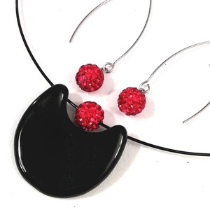 NEMESACÉL!  Vörös és fekete trendi  ékszerszett, ajándék karácsonyra, névnapra, születésnapra. - ékszer - ékszerszett - Meska.hu