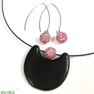 NEMESACÉL!  Mályva-fekete trendi  ékszerszett, ajándék karácsonyra, névnapra, születésnapra. - Meska.hu