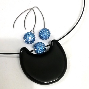 NEMESACÉL!  Levendula-fekete trendi  ékszerszett, ajándék karácsonyra, névnapra, születésnapra. - ékszer - ékszerszett - Meska.hu