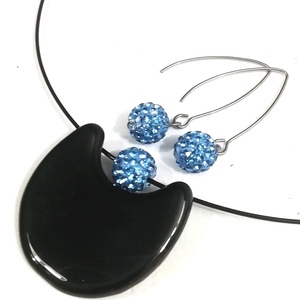 NEMESACÉL!  Levendula-fekete trendi  ékszerszett, ajándék karácsonyra, névnapra, születésnapra. - Meska.hu