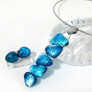 AKCIÓ! NEMESACÉL!  Ezüstkék kavicsok dichroic ékszerszett. - ékszer - ékszerszett - Meska.hu