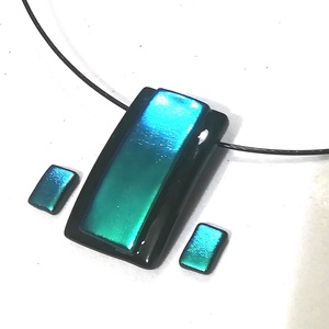 NEMESACÉL! Kékes-zöld ragyogás dichroic ékszerszett., Ékszer, Nyaklánc, Medálos nyaklánc, Ékszerkészítés, Üvegművészet, MESKA