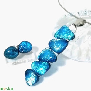 AKCIÓ! NEMESACÉL!  Ezüstkék kavicsok dichroic ékszerszett. - ékszer - ékszerszett - Meska.hu