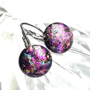 NEMESACÉL! Magnólia  dichroic kapcsos fülbevaló, ajándék nőknek névnapra, születésnapra.  - ékszer - fülbevaló - lógó fülbevaló - Meska.hu