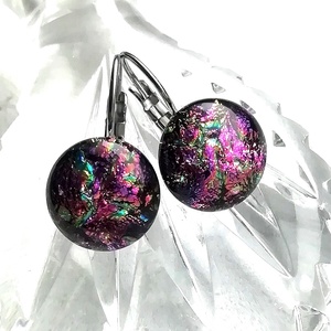 NEMESACÉL! Magnólia  dichroic kapcsos fülbevaló, ajándék nőknek névnapra, születésnapra.  - ékszer - fülbevaló - lógó fülbevaló - Meska.hu