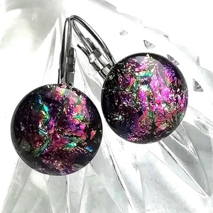 NEMESACÉL! Magnólia  dichroic kapcsos fülbevaló, ajándék nőknek névnapra, születésnapra.  - Meska.hu