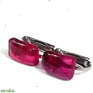 Fukszia ragyogás trendi klipszes fülbevaló  ajándék nőknek, lányoknak, névnapra, születésnapra. - ékszer - fülbevaló - klipsz - Meska.hu