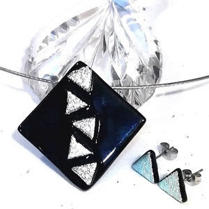 Ezüst-fekete ékszerszett , ajándék  névnapra, születésnapra. - Meska.hu