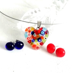 Virágok szívben muránói ékszerszett , ajándék karácsonyra, névnapra, születésnapra. - ékszer - ékszerszett - Meska.hu