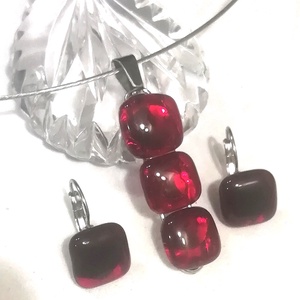 NEMESACÉL!  Rubin kockák ékszerszett.  - ékszer - ékszerszett - Meska.hu