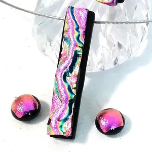  NEMESACÉL!  Pink hullámok, dichroic ékszerszett. - Meska.hu