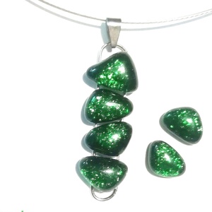 AKCIÓ! NEMESACÉL!  Zöld aventurin kavicsok üvegékszer szett. - ékszer - ékszerszett - Meska.hu