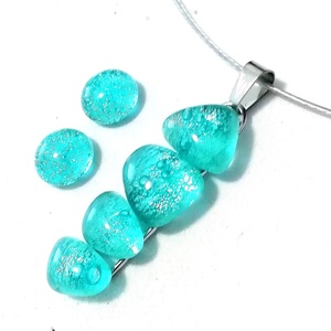 AKCIÓ! NEMESACÉL!  Türkiz kavicsok dichroic ékszerszett. - ékszer - ékszerszett - Meska.hu