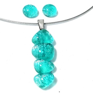 AKCIÓ! NEMESACÉL!  Türkiz kavicsok dichroic ékszerszett. - ékszer - ékszerszett - Meska.hu