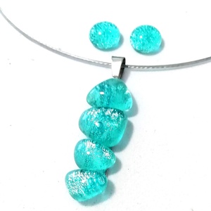 AKCIÓ! NEMESACÉL!  Türkiz kavicsok dichroic ékszerszett. - ékszer - ékszerszett - Meska.hu