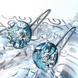 AKCIÓ! NEMESACÉL!  Ezüst kavicsok dichroic fülbevaló., Ékszer, Fülbevaló, Lógó fülbevaló, Ékszerkészítés, Üvegművészet, MESKA