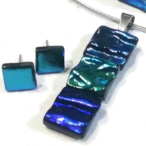 NEMESACÉL!  Kék-zöld kockák trendi ékszerszett. - Meska.hu