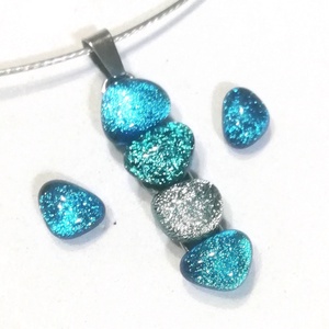 AKCIÓ! NEMESACÉL!  Kék-türkiz kavicsok dichroic ékszerszett. - ékszer - ékszerszett - Meska.hu