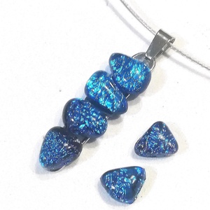 AKCIÓ! NEMESACÉL!  Kék-türkiz kavicsok dichroic ékszerszett. - Meska.hu