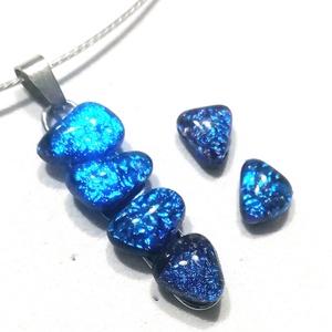 AKCIÓ! NEMESACÉL!  Kék-türkiz kavicsok dichroic ékszerszett. - ékszer - ékszerszett - Meska.hu