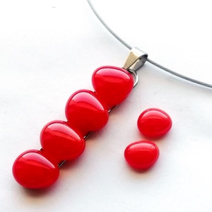 AKCIÓ! NEMESACÉL!  Meggypiros kavicsok üvegékszer szett. - ékszer - ékszerszett - Meska.hu