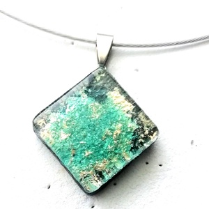 NEMESACÉL!  Türkiz - arany fúzió ékszerszett. - ékszer - nyaklánc - medálos nyaklánc - Meska.hu