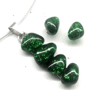 AKCIÓ! NEMESACÉL!  Zöld aventurin kavicsok üvegékszer szett. - Meska.hu