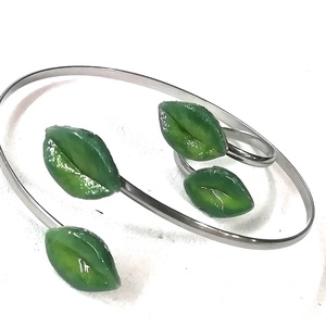 NEMESACÉL! Menta levelek karkötő és gyűrű.  - ékszer - ékszerszett - Meska.hu