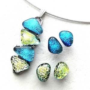  NEMESACÉL!  Színes dichroic kavicsok, szabálytalan ékszerszett. - Meska.hu