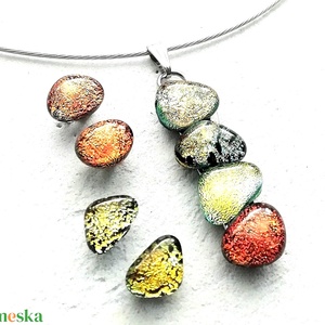  NEMESACÉL!  Vörös-arany dichroic kavicsok, szabálytalan ékszerszett. - ékszer - ékszerszett - Meska.hu