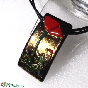 AKCIÓ! Pipacs metálfényben nyaklánc., Ékszer, Nyaklánc, Medálos nyaklánc, Ékszerkészítés, Üvegművészet, MESKA