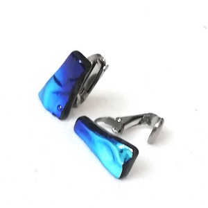 NEMESACÉL!  Kék-metál fények nyaklánc és klipszes fülbevaló, ajándék névnapra születésnapra. - ékszer - ékszerszett - Meska.hu