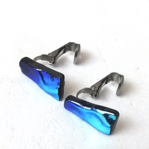 Ezüstkék ragyogás trendi klipszes fülbevaló  ajándék nőknek, lányoknak, névnapra, születésnapra. - ékszer - fülbevaló - klipsz - Meska.hu