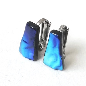 Ezüstkék ragyogás trendi klipszes fülbevaló  ajándék nőknek, lányoknak, névnapra, születésnapra., Ékszer, Fülbevaló, Klipsz, Ékszerkészítés, Üvegművészet, MESKA