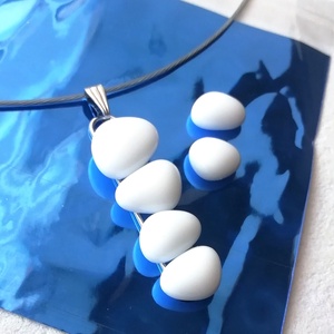 AKCIÓ! NEMESACÉL!  Fehér kavicsok üvegékszer szett. - Meska.hu