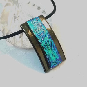 AKCIÓ! Türkiz  csillagok bronzban, dichroic nyaklánc. - ékszer - nyaklánc - medálos nyaklánc - Meska.hu